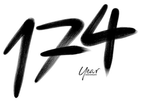 174 Years Anniversary Celebration Vector Template, 174 number logo design, 174th birthday, Black ...