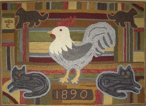 1890 Rooster Rug Hooking Pattern - A Nimble Thimble