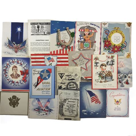 17 Vintage 1943 - 1945 American Christmas Cards Military Service Army ...