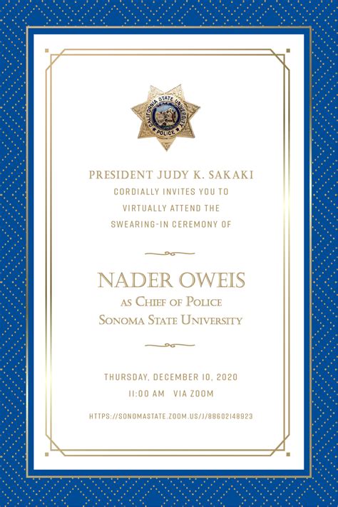 Join Us for Police Chief, Nader Oweis' Swearing In Ceremony | Covid-19 ...