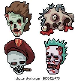 Pixel Art Set Isolated Horror Head: vetor stock (livre de direitos) 1836426775 | Shutterstock