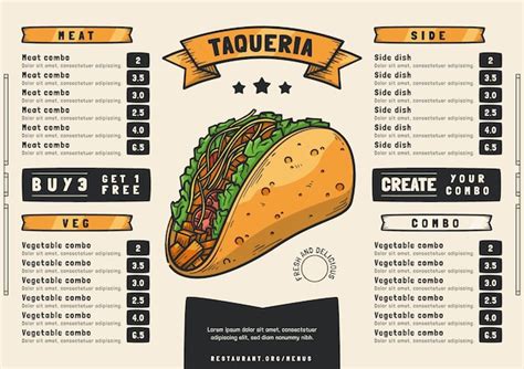 Free Vector | Hand drawn taqueria menu template