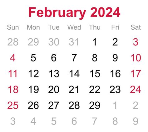 Monthly calendar of February 2024 on transparent background 18745738 PNG | Monthly calendar ...