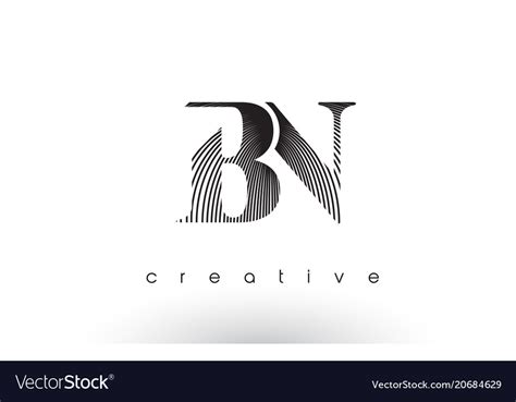 Bn logo design with multiple lines and black and Vector Image