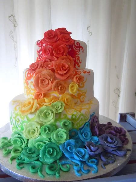 Rainbow Rose Wedding CakeApplePins.com