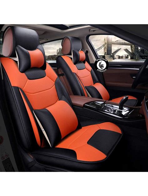 Kia Seltos Pu Leatherette Car Seat Cover Black-Orange Mix – Best Price ...