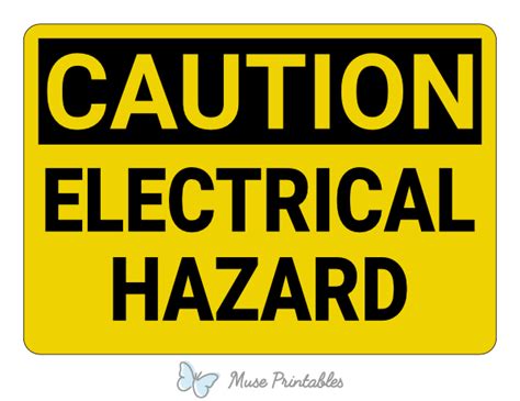 Printable Electrical Hazard Caution Sign