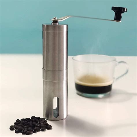 Portable Manual Coffee Grinder, High-quality Brushed Stainless Steel, Ceramic Blade, Conical ...