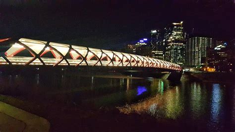 Night views of Peace Bridge Calgary Photograph by Nadia Seme - Fine Art America