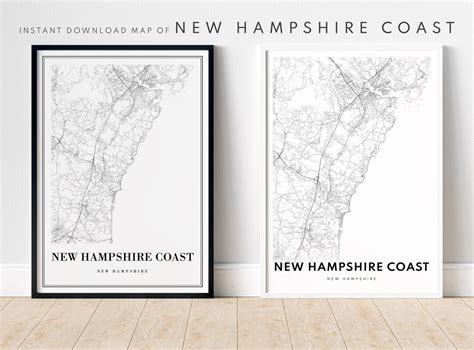 New Hampshire Coast Map Print Download New Hampshire Coast - Etsy