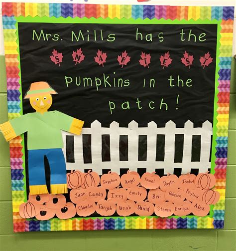 Fall bulletin board pumpkins scarecrow | Fall bulletin boards, Pumpkin, Future classroom