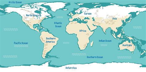 World Map With Countries Continents And Ocean