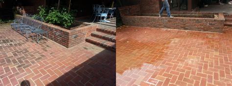 power washed brick patio and tuckpointing brick wall before and after | Atek Masonry