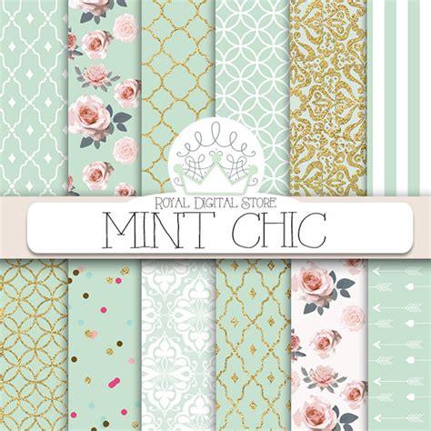 Mint Digital Paper: mint Chic With Mint - Etsy