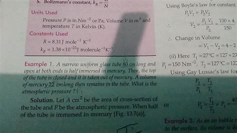 5. Boltzmann's constant, kB =Nπ Using Boyle's law for constant Units Use..