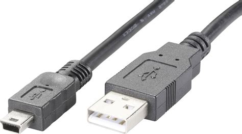 USB cable USB-Mini-B plug, USB-A plug 0.15 m Black UL-approved 975110 ...