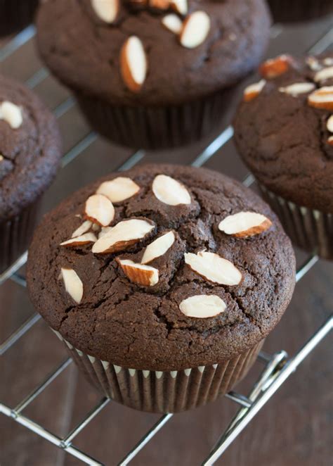 Double Chocolate Almond Muffins { Gluten Free}