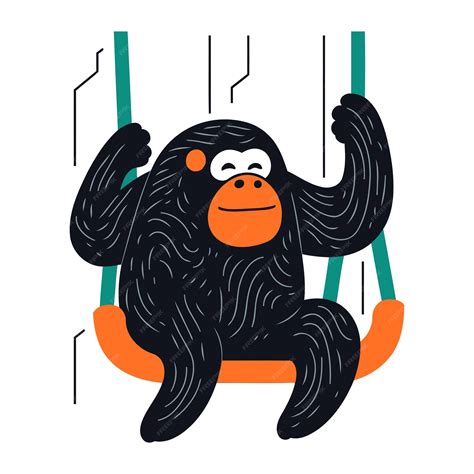 Premium Vector | Monkey swinging on a swing vector illustration in ...