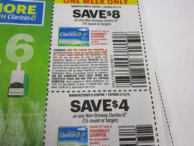 15 Coupons $8/1 Claritin D 15ct 4/21/2019 + $4/1 Claritin D 15 ct 5/12/2019