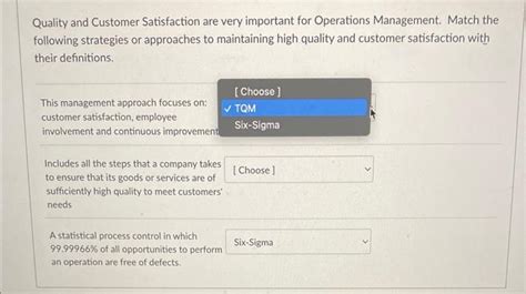 Solved Quality and Customer Satisfaction are very important | Chegg.com | Chegg.com