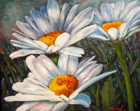 Fine Art by Pat Koscienski: Daisies - impressionistic representational floral oil painting by ...