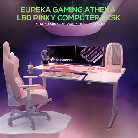 Eureka Ergonomic® L60 Corner Gaming Desk 60 X 43 Inch L-Shape Pink ...