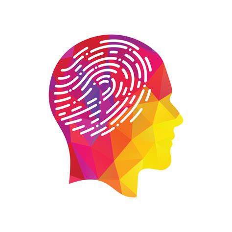 Fingerprint in human head icon. Symbol of self identity. Head with ...