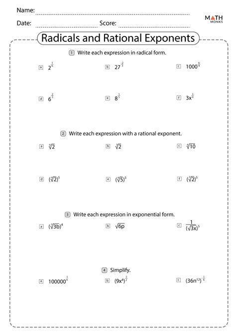 Radicals And Rational Exponents Worksheets