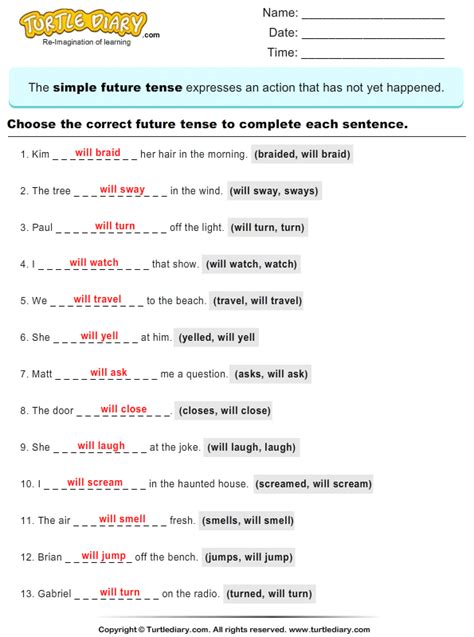 Simple present past and future tense exercises pdf