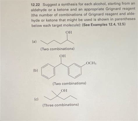 Solved 12.22 Suggest a synthesis for each alcohol, starting | Chegg.com