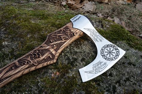 Hand axt Wikinger Behäkelt Tomahawk Axt Geschnitzter Bär Griff - Etsy.de