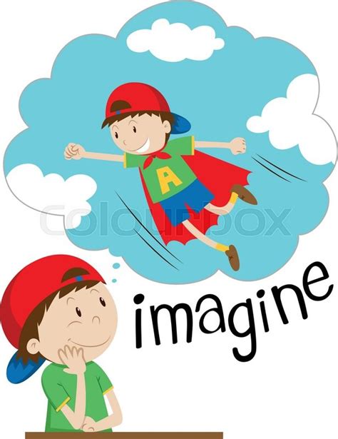 Boy imagining being superhero ... | Stock vector | Colourbox