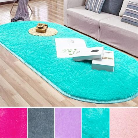 NK 31.4 x 64.9 inches Ultra Soft Fluffy Oval Area Rugs Shaggy Living Room Rug Solid Color Non ...