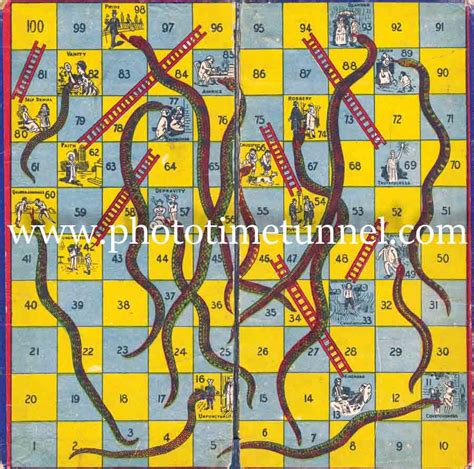 Vintage Snakes and Ladders board game - Photo Time Tunnel