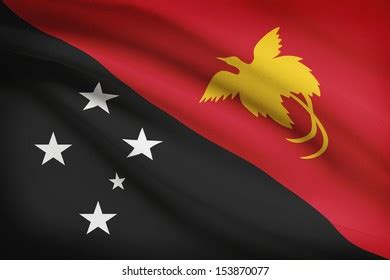 Papua New Guinean Flag Blowing Wind Stock Illustration 153870077