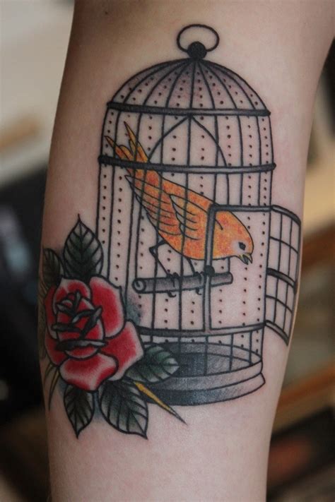 Canary in birdcage | Brian Paul Tattoo