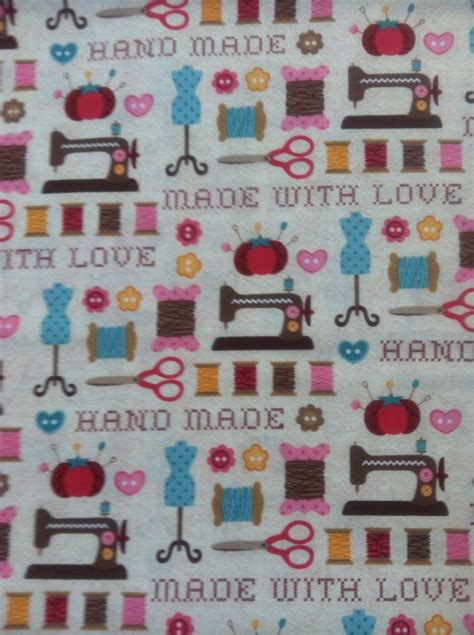 Made with Love Sewing Theme Fabric by overdoneoveralls on Etsy