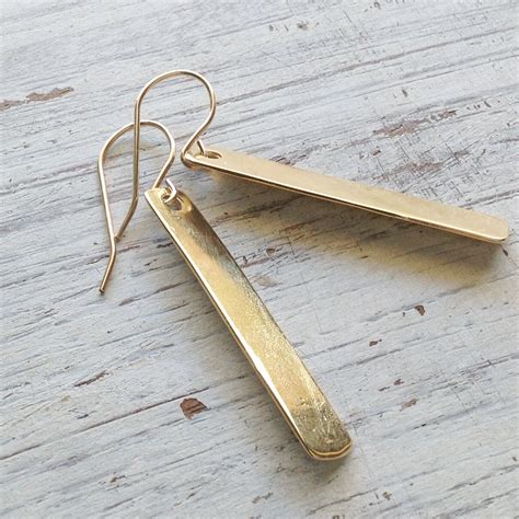 Gold Earrings Gold Bar Earringsdangle Earringslong Gold - Etsy