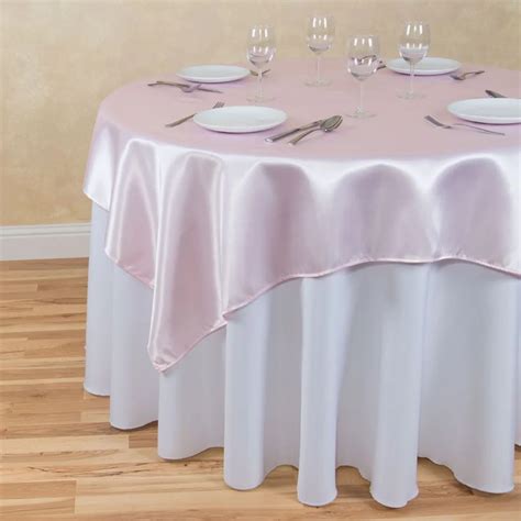 10Pcs 60" x 60" Light Pink Square Table Overlay For Round Wedding/Party/Dinning Table Decoration ...