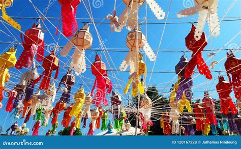 Colorful paper lanterns stock photo. Image of colorful - 120167228