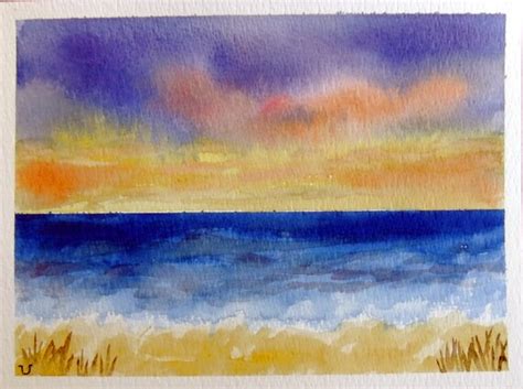 Original Watercolor Painting Sunset Seascape/5x7