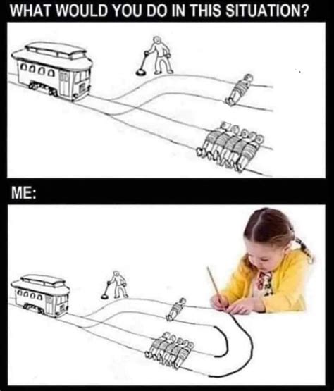 Trolley problem girl drawing Blank Template - Imgflip