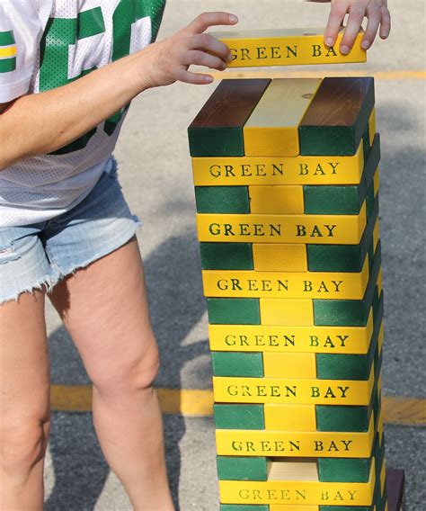 "Jenga"-inspired Tower Block game in Green Bay Packers colors. Can be made custom for the buyer ...