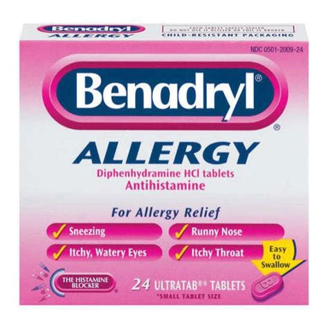 Benadryl Allergy Ultratab Tablets Alleergy Relief Medicine, 24 Count ...