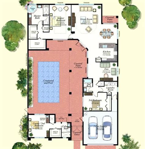 Plano de casa con piscina interior | Planos de casas modernas