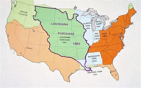 Map showing the expansion of the United States with the Louisiana purchase | Americana Insights