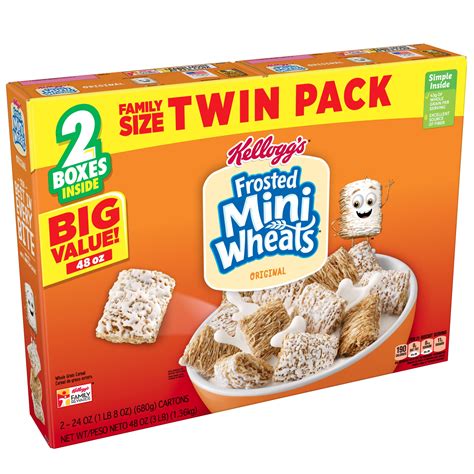 Kellogg's Frosted Mini-Wheats Breakfast Cereal Family Size Twin Pack 48 oz 2 ct - Walmart.com