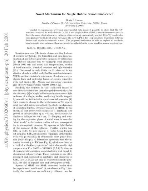 (PDF) Novel Mechanism for Single Bubble Sonoluminescence