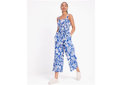 Tropical Foliage Smocked Jumpsuit | Kate Spade UK