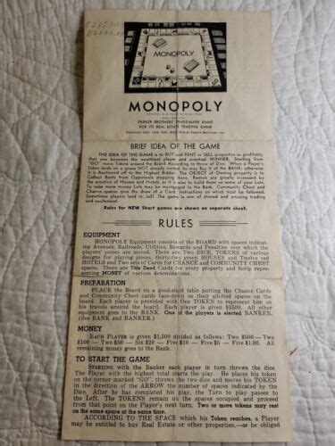 Vintage Monopoly Game Rules 1950s | #4645695407